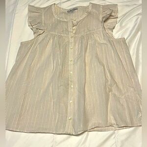 Madewell Cream Rainbow 🌈 Striped Button-Up Top